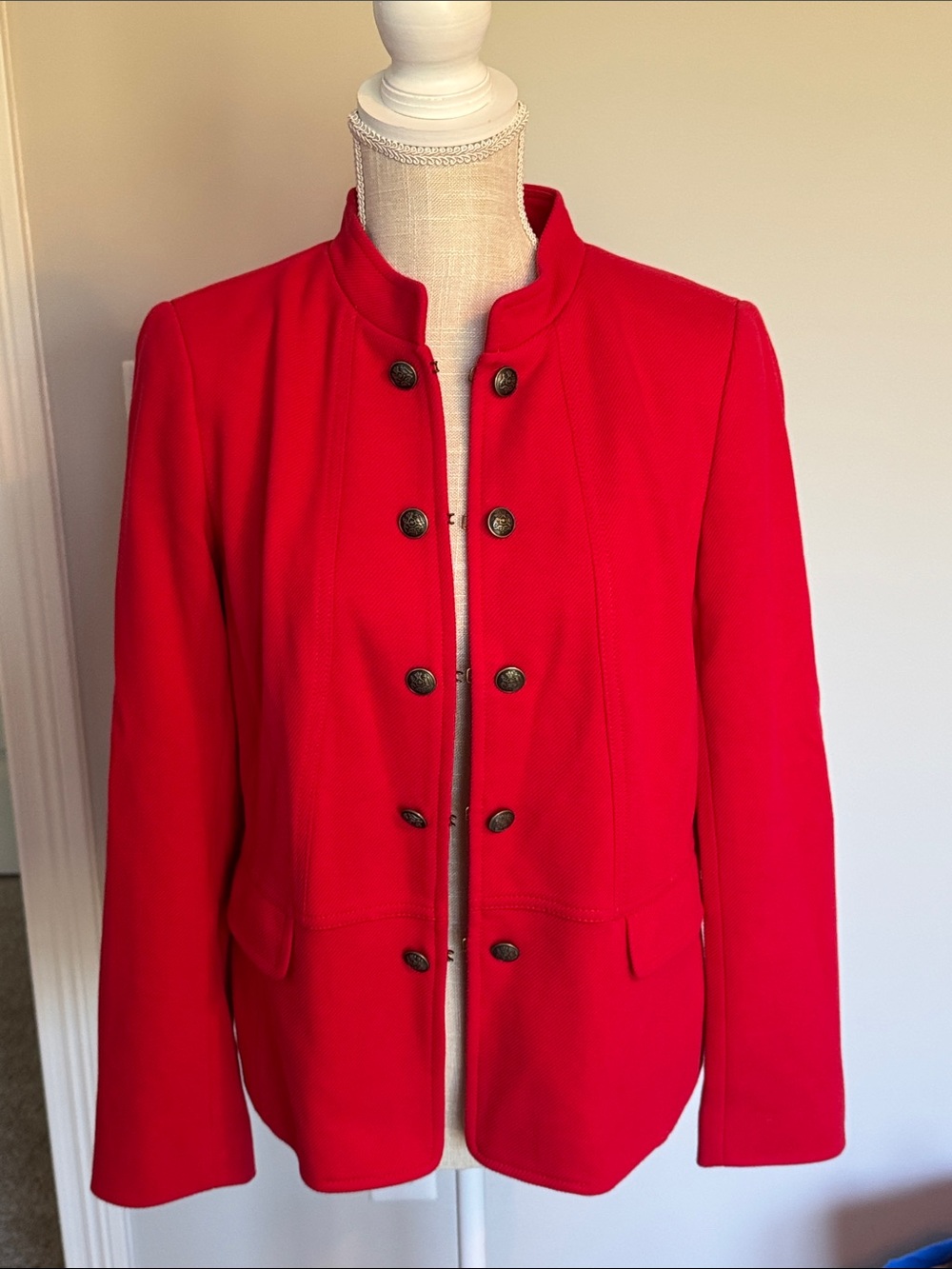 Talbots Red Military-Inspired Blazer